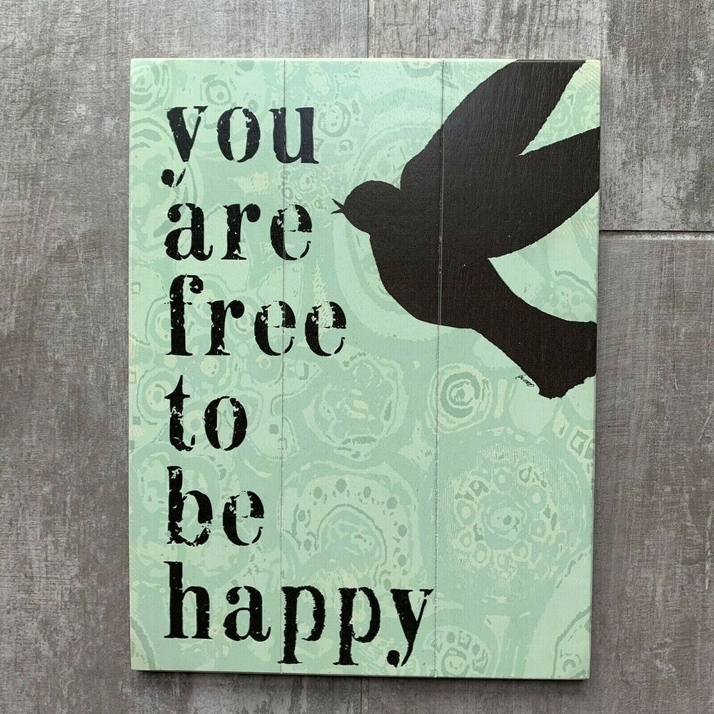 9"x12" YOU ARE FREE TO BE HAPPY Wood Pallet Sign Wall Art Decor Boho NEW
